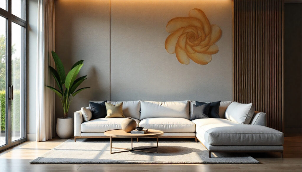 grafiato na parede da sala