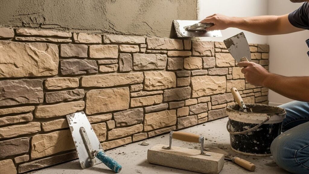 efeito pedra com argamassa