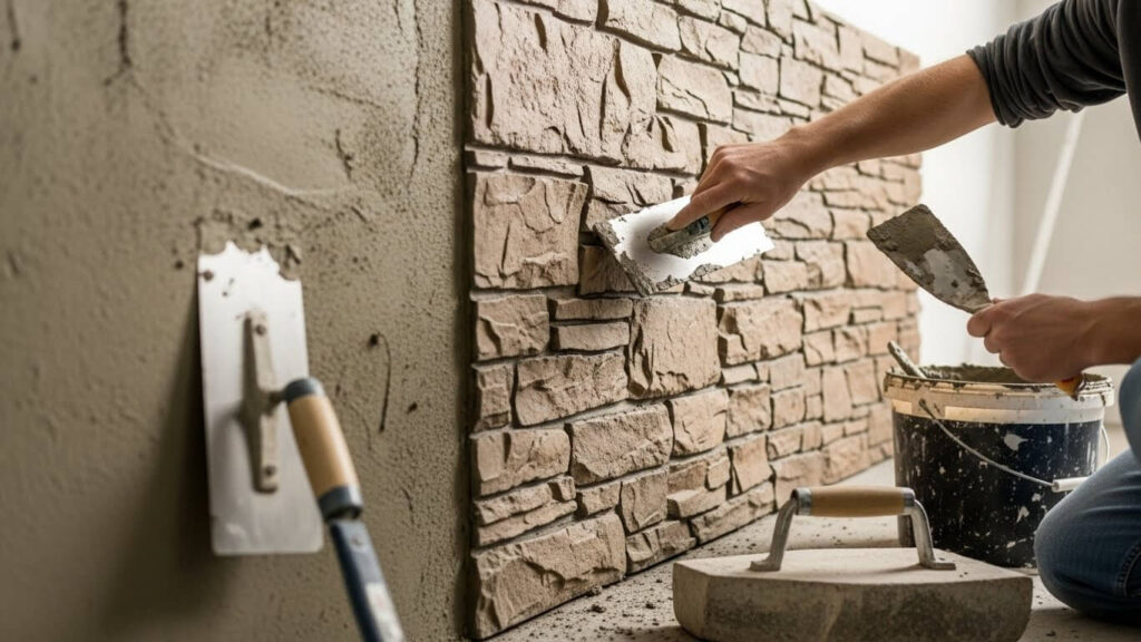 efeito pedra com argamassa