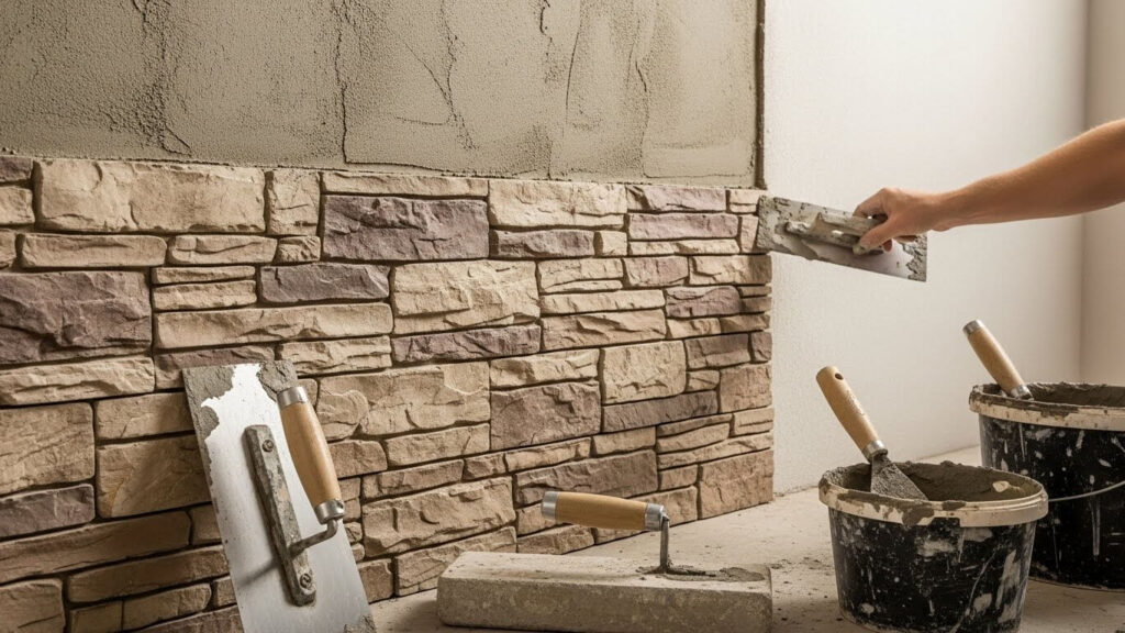 efeito pedra com argamassa