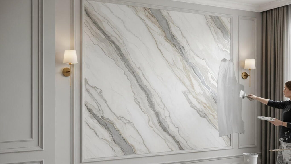 Pintura Marmorizada em Parede Vale a Pena? Prós e Contras, Custos e 7 Dicas para Aplicar em Casa 1 pintura marmorizada em parede