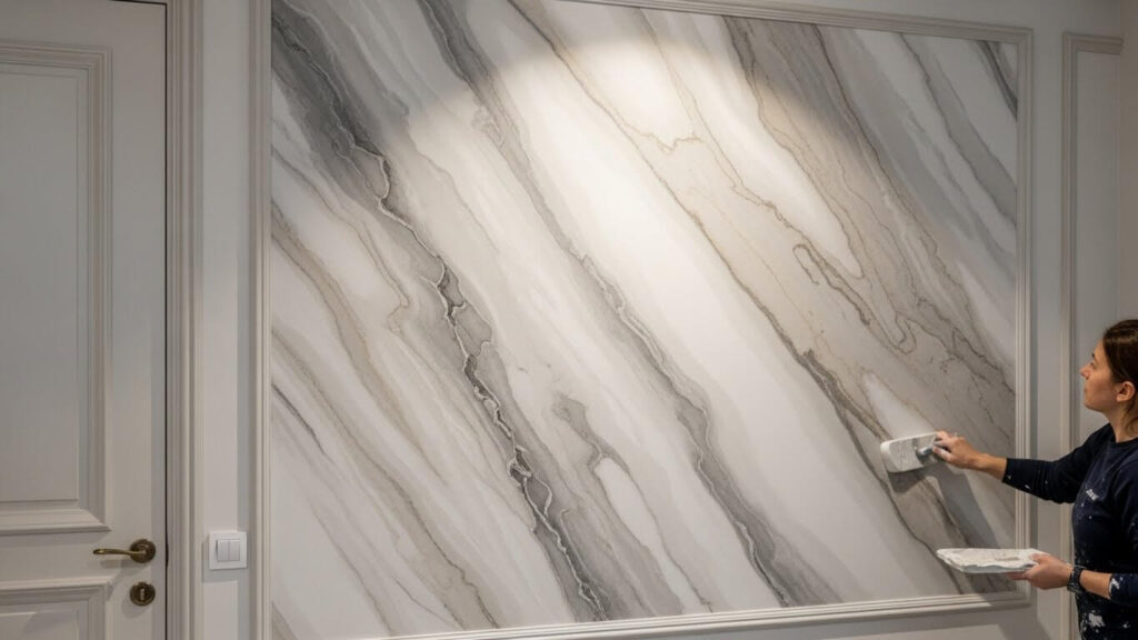 Pintura Marmorizada em Parede Vale a Pena? Prós e Contras, Custos e 7 Dicas para Aplicar em Casa 3 pintura marmorizada em parede