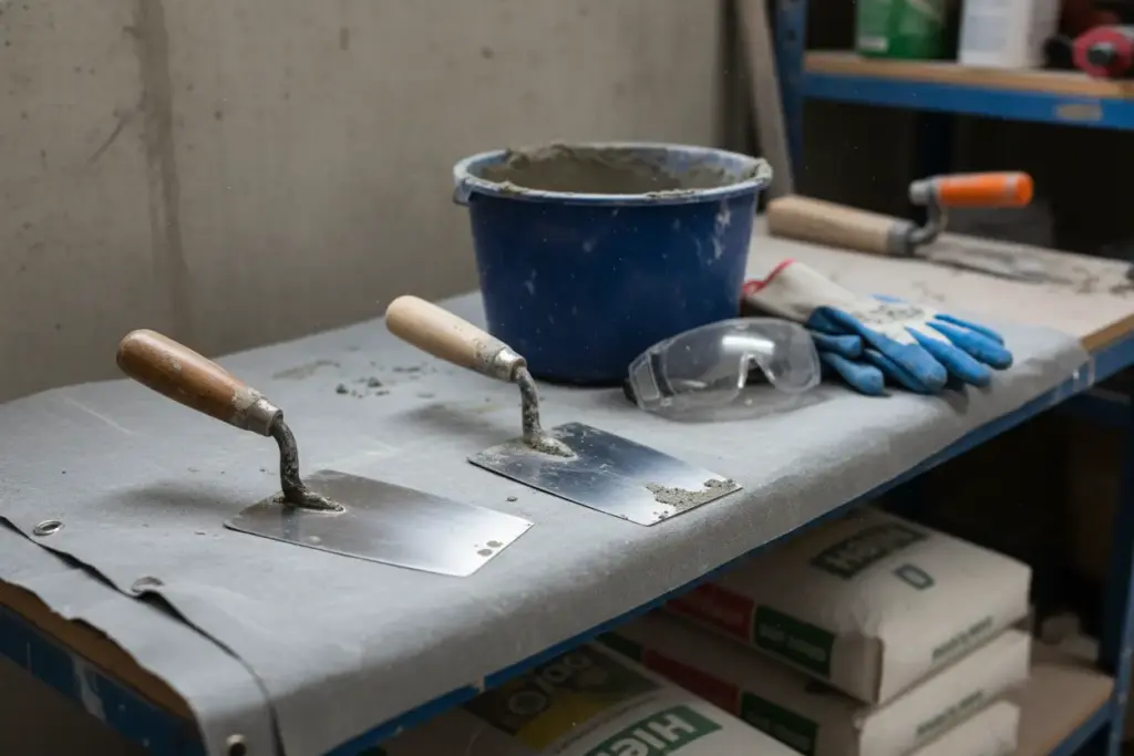 Como Deixar a Parede Lisa com Argamassa? Dicas e Técnicas para um Acabamento Premium 1 Lista de ferramentas e materiais essenciais para aplicar argamassa.