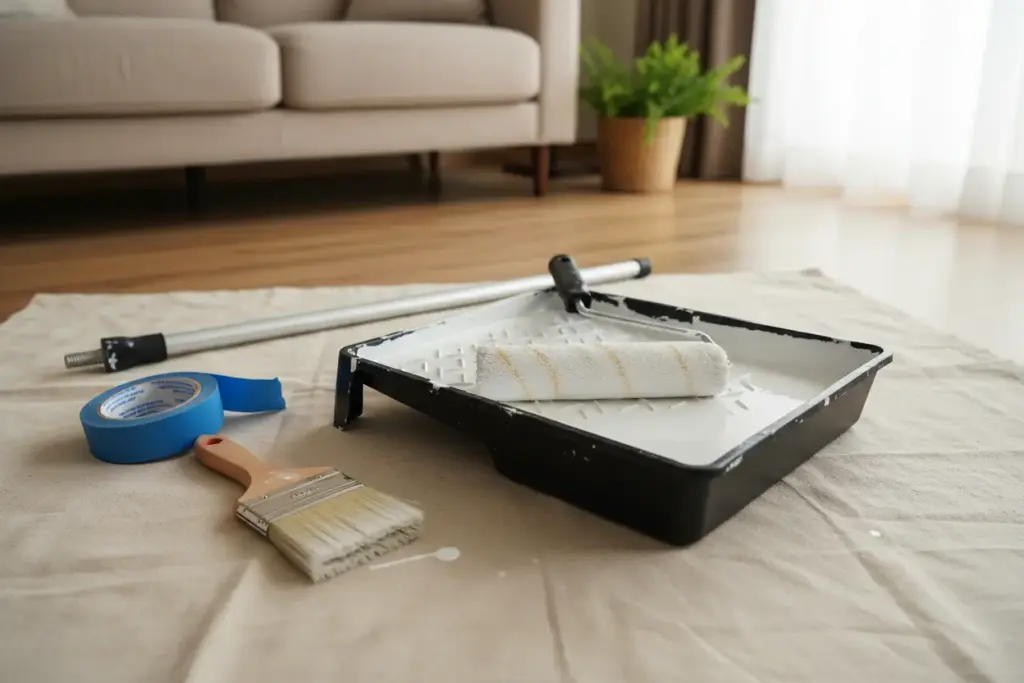 Descubra Como Pintar Teto sem Sujar as Paredes! Dicas Profissionais para um Acabamento Limpo! 1 Ferramentas essenciais para pintura de teto