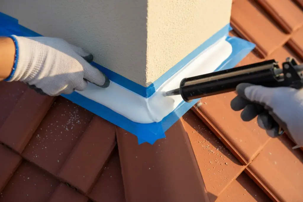 Técnica de aplicação de selante na junção do rufo