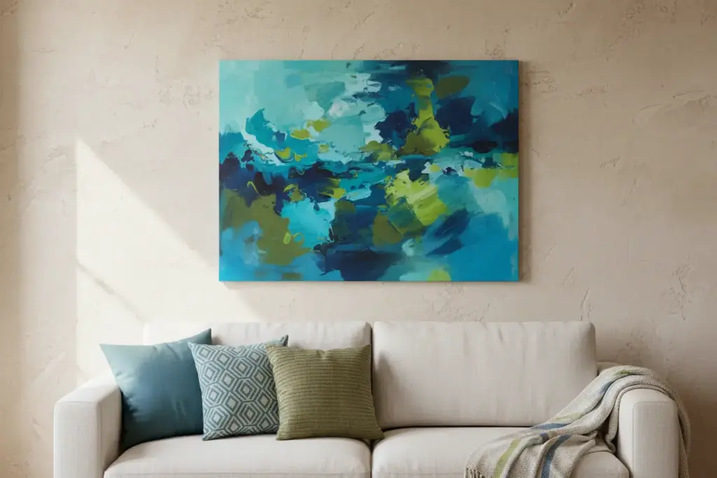 Parede areia em harmonia com elementos decorativos