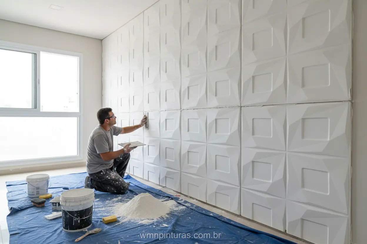 Como colocar placa de gesso 3d na parede com acabamento profissional.