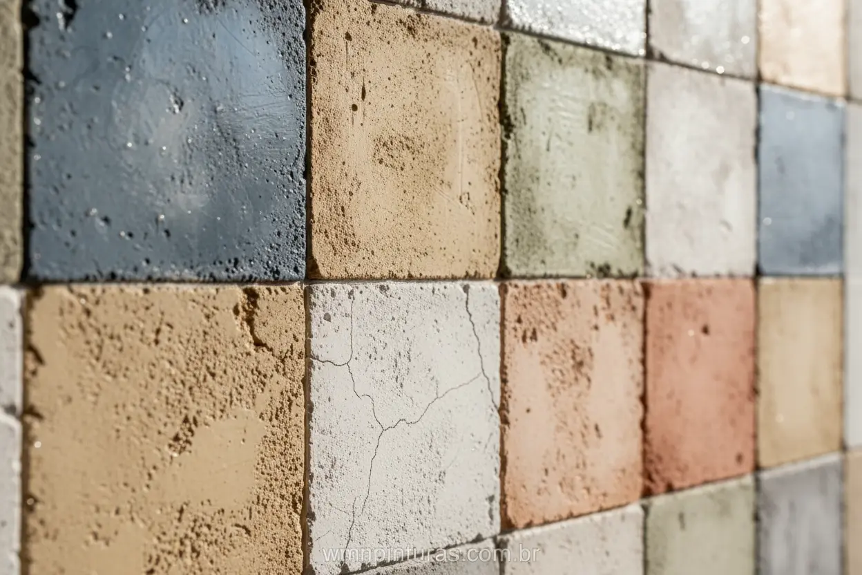Cores e Estilos Cimento Queimado Amostras de cimento queimado em diferentes cores