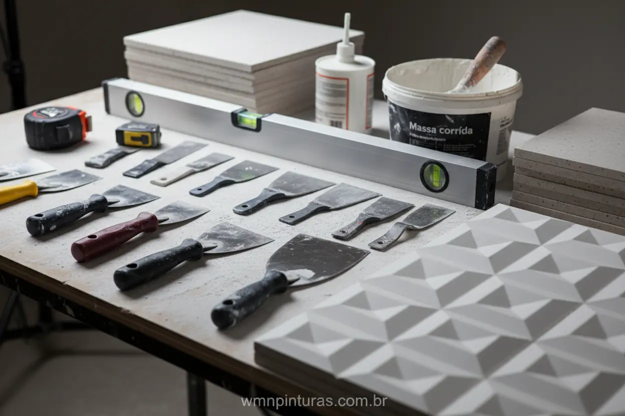 Ferramentas para instalar gesso 3D.