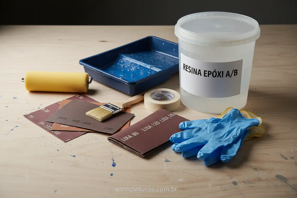 Materiais e ferramentas para aplicação de resina