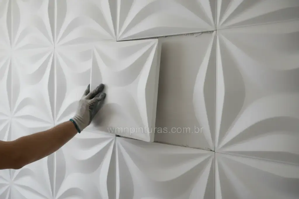 Instalação de gesso 3D.
