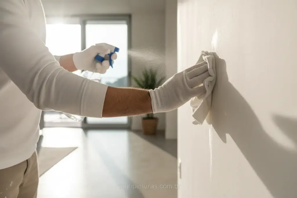 Como Limpar Parede de Gesso: Dicas e Técnicas para uma Limpeza Perfeita 1 Mulher limpando parede de gesso branca