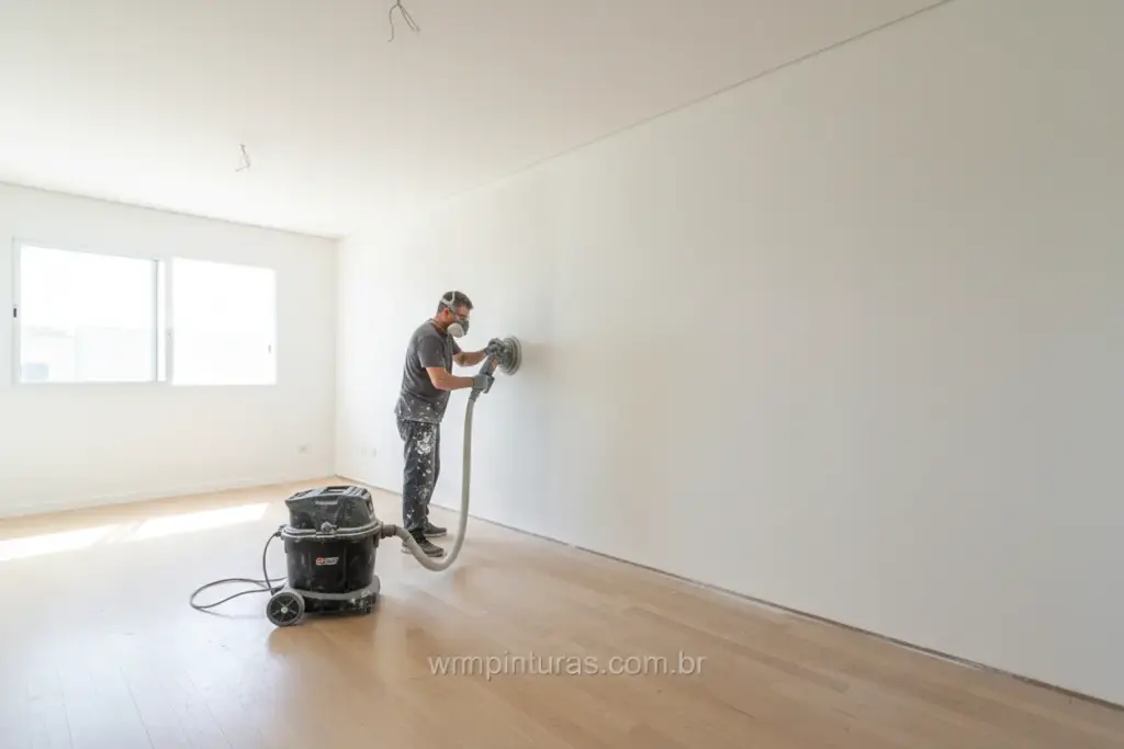 Lixadeira para massa corrida parede e teto em ação