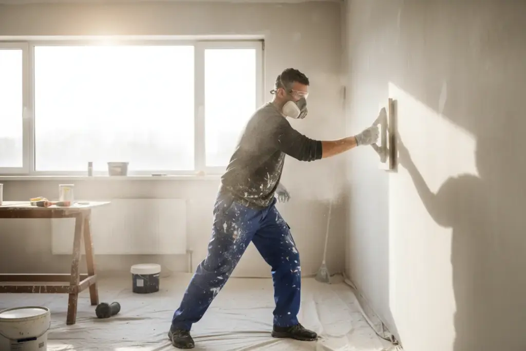 Técnica correta de lixamento de parede com suporte