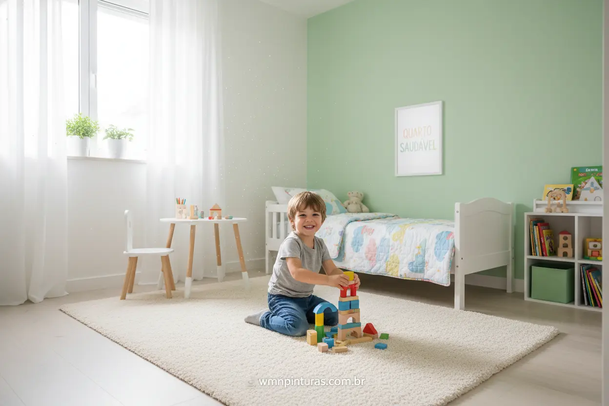 Quarto infantil com parede limpa