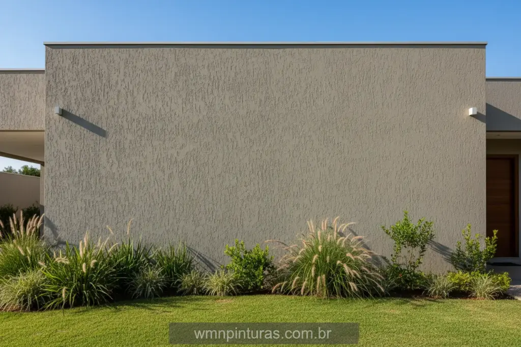 Fachada de casa moderna com grafiato cinza