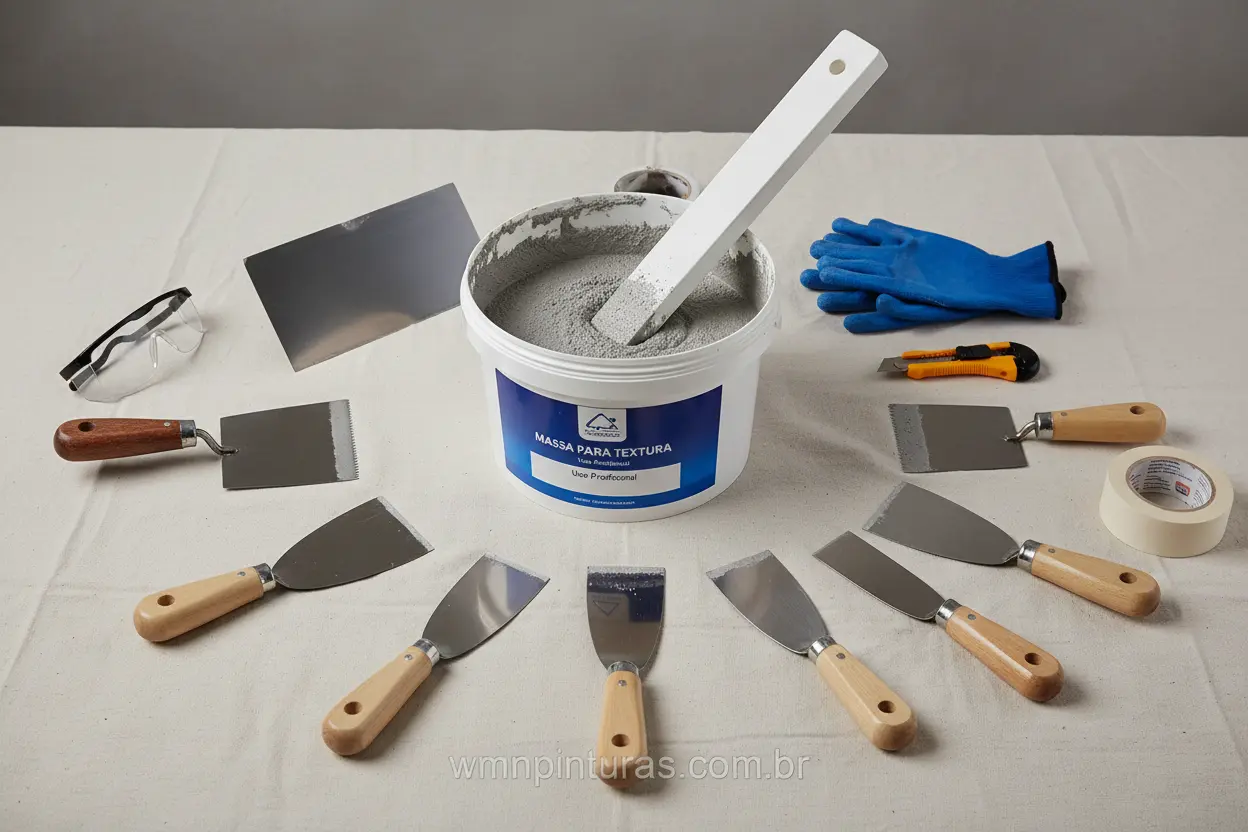 Ferramentas e materiais para aplicar textura