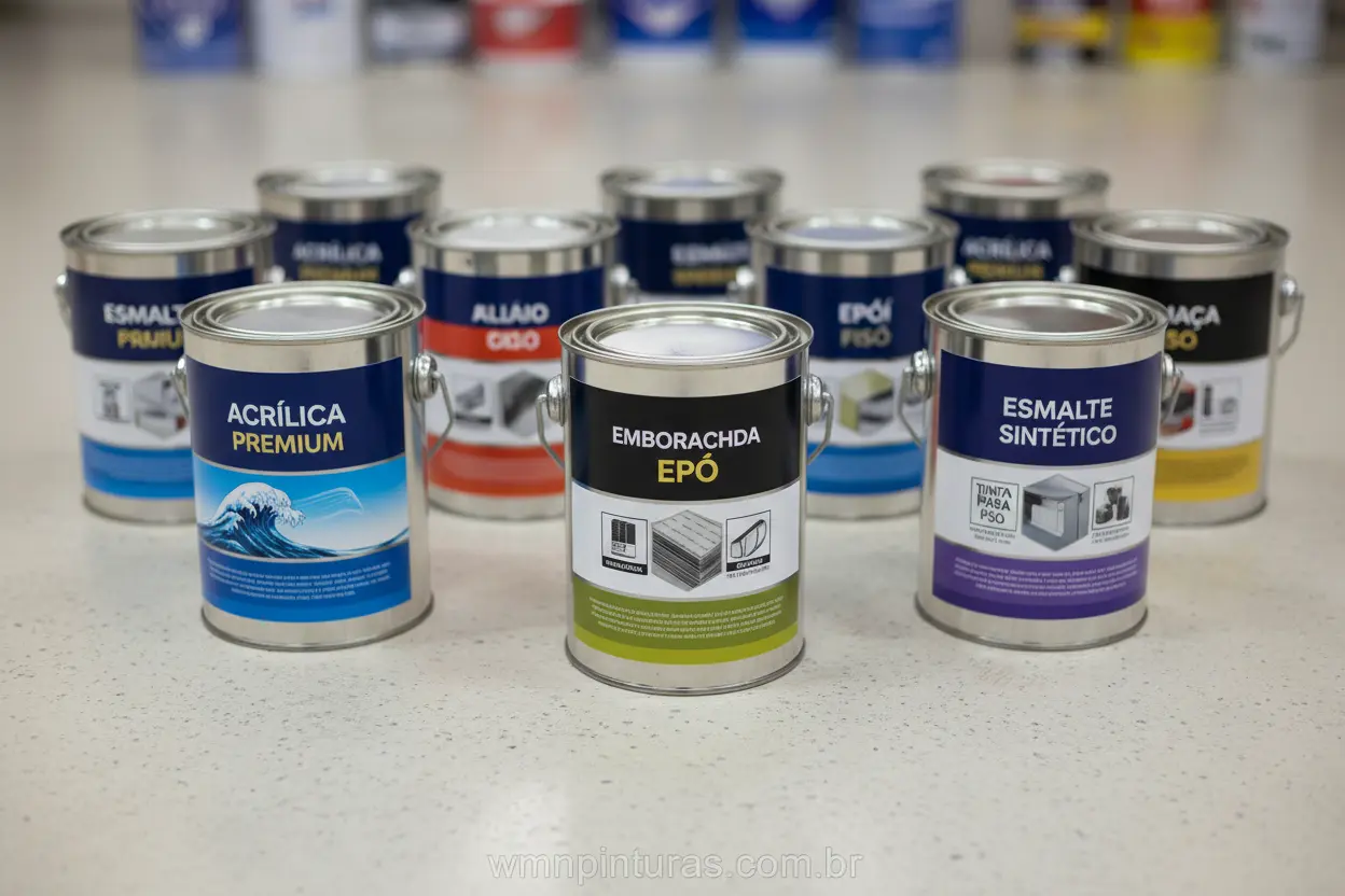 Latas de tinta acrílica, emborrachada e epóxi para uso externo